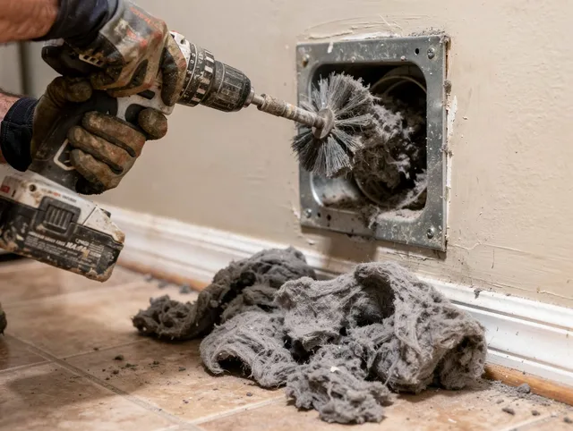 Certified Arcadia Dryer Vent Cleaning technician performing dryer vent cleaning in Arcadia